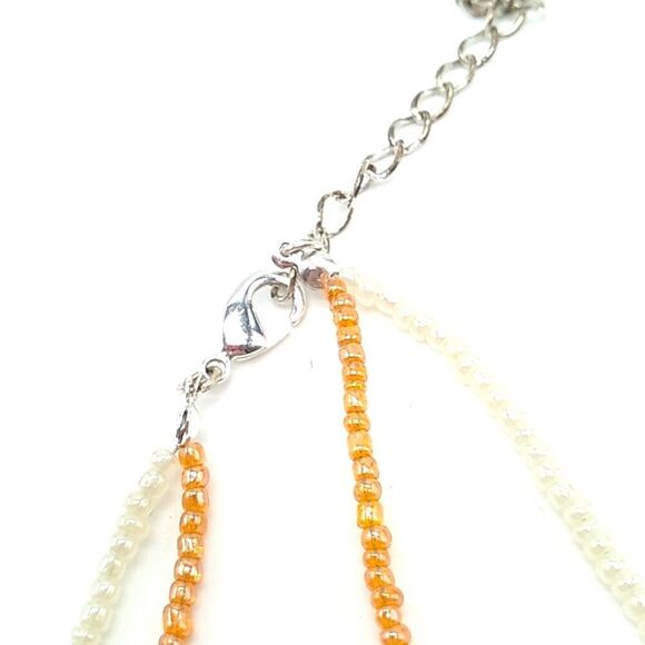 Kenneth Cole Flower Necklace Crystal & Enamel Swirl Pendant Beaded Chain - Picture 4 of 11